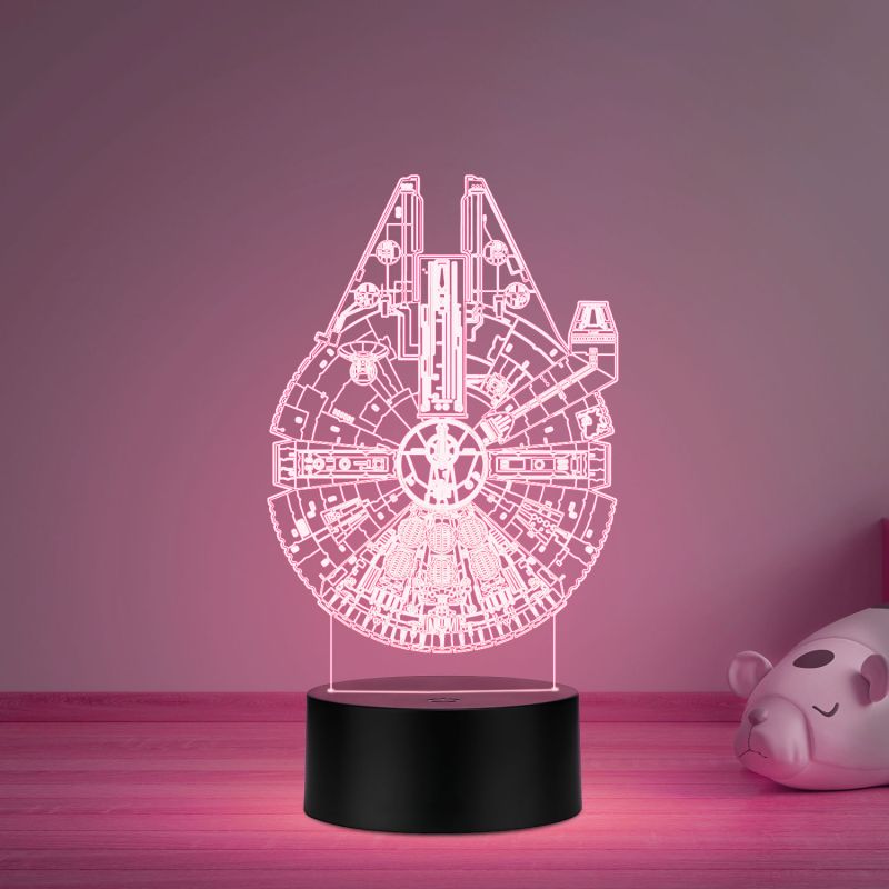 3D Illusion Star Wars Millennlum Falcon Led Night Lamp with Multicolored Gift For kids